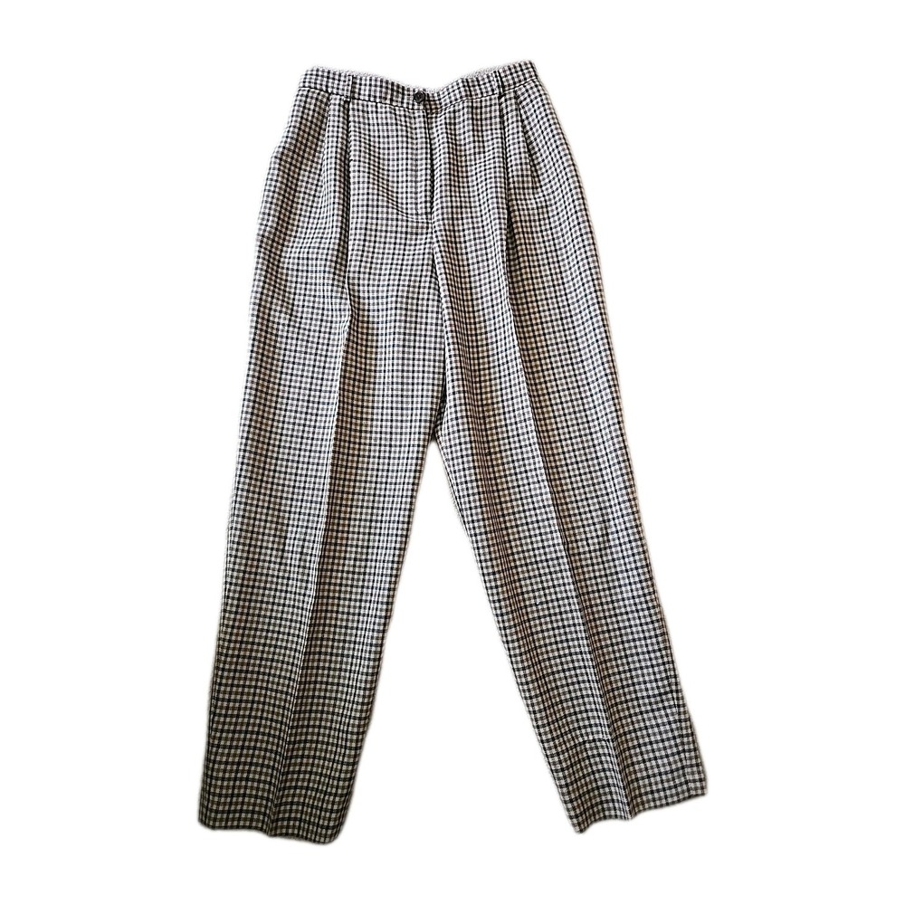 JH Collectibles Vtg Beige Plaid 100% Wool Lined Dress Pant Pleated Sz 16